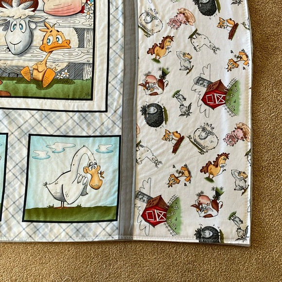 FARMYARD TAILS BLANKET, LLAMA,HORSE,COW,GOOSE,GOAT, PIG, DUCK,ROOSTER, SHEEP,DOG - Picture 3 of 12